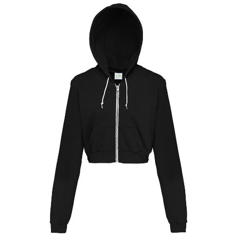 AWDis Just Hoods Girlie Cropped Zoodie Jet Black